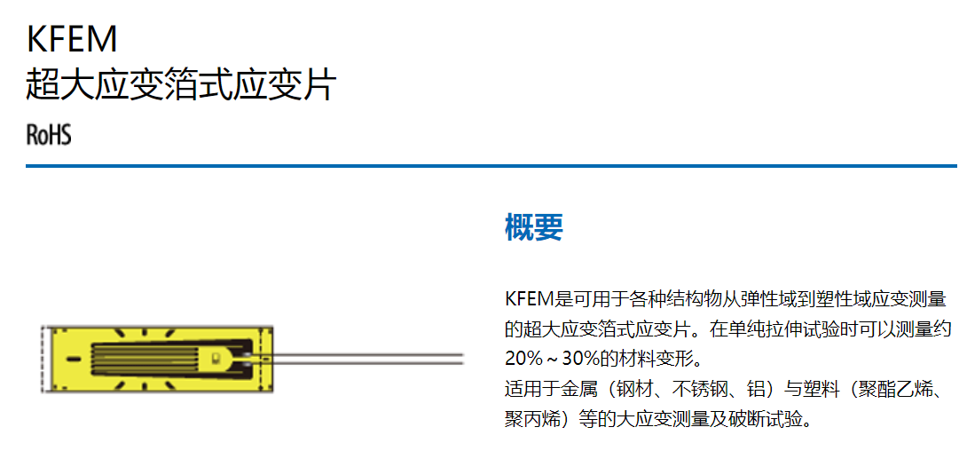 销售 日本共和 （测量大应变用）KFEM超大应变箔式应变片